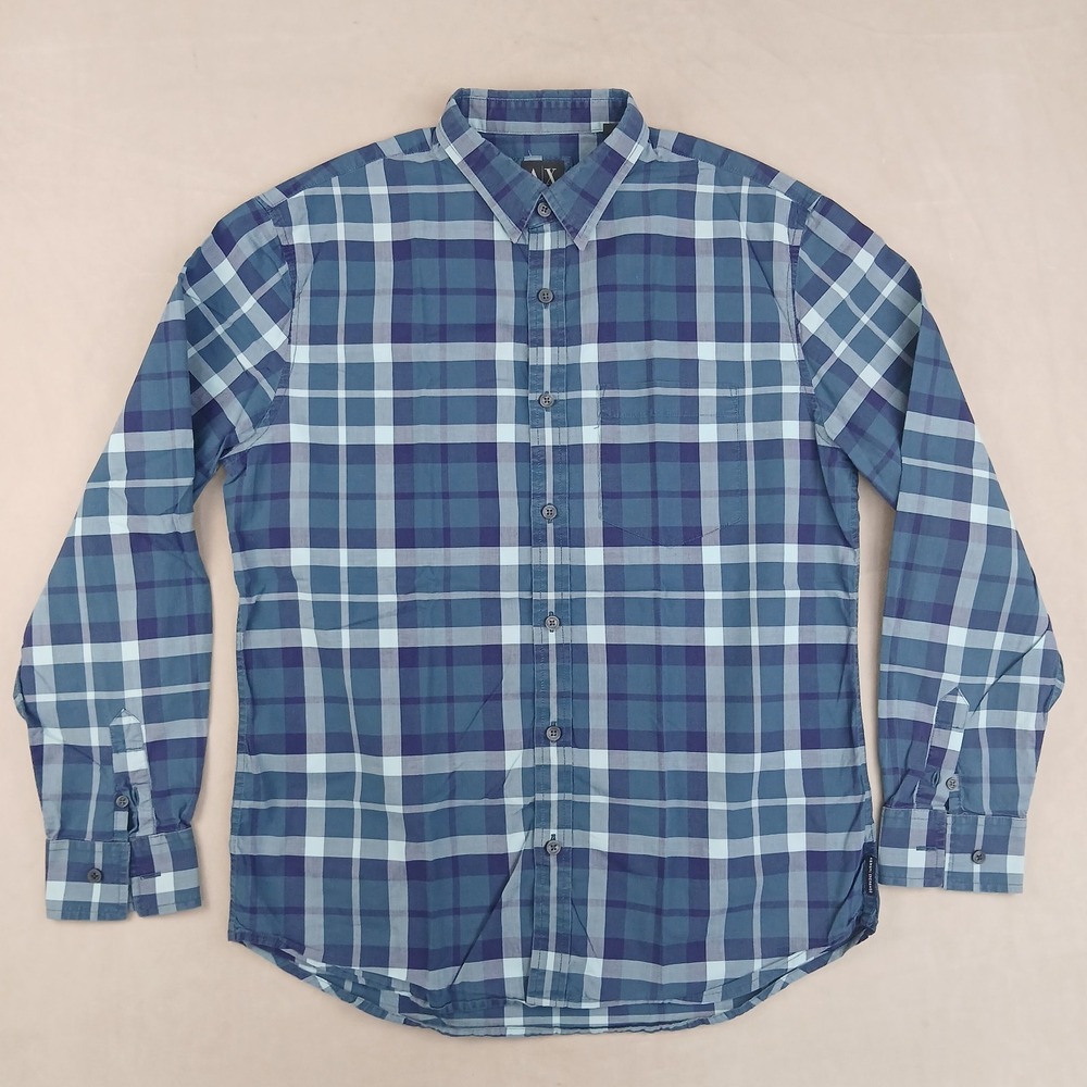 A/X Armani Exchange Medium Mens Shirt Button Up Long Sleeve 21x26 **Fits A Small